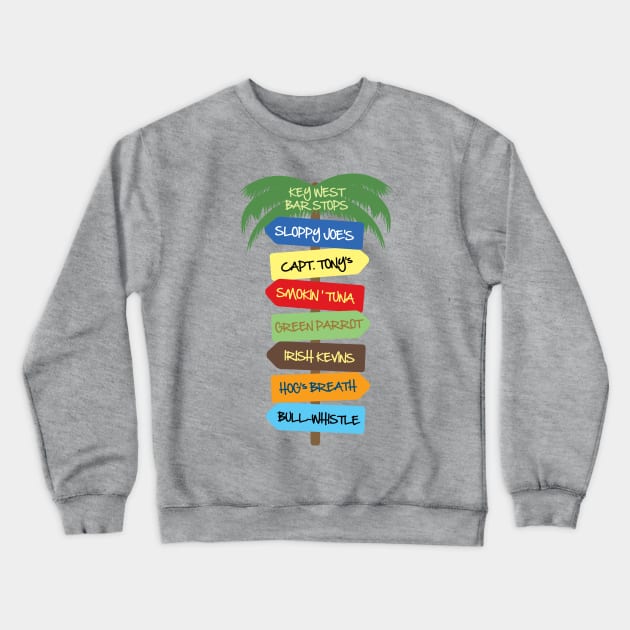 Key West Bar Stops Crewneck Sweatshirt by CreativePhil